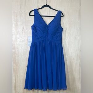 New ~ Azazie Pleated Chiffon Blue Bridesmaid or Prom Dress  A12